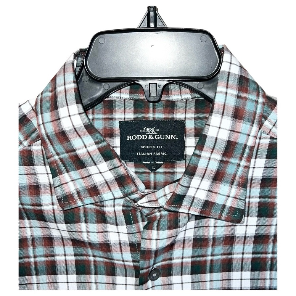 Rodd & Gun Shirt Men’s L White Burgundy Sports Fit Italian Fabric Button Front - Picture 2 of 4